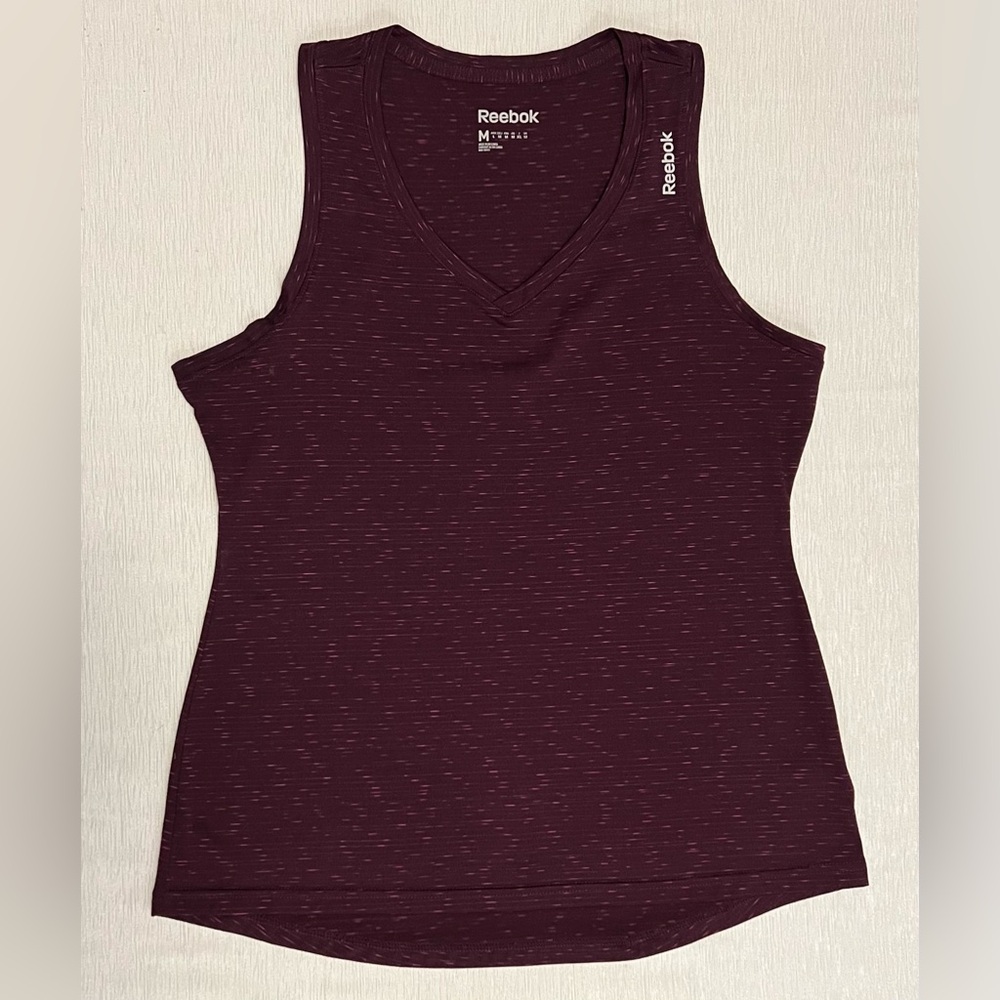 Reebok Ladies Speedwick Workout Running V Neck Tank Top Purple Marled M